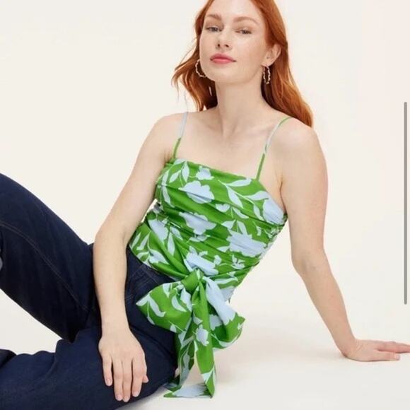 Kate Spade x Target Tops - Kate Spade X Target NWT Classic Rose Ruched Linen Floral Tank Top Green/White M